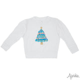 Azarhia Sequin Christmas Tree White Holly Velvet Sweatshirt
