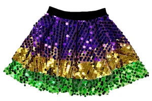 ML Kids Mardi Gras Tiered Sequin Skort
