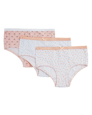 Girls MeMoi 3Pk Panty Pack  - Bows/Scattered Dots/Hearts & Stars