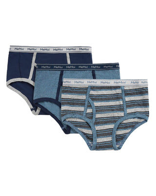 Boys MeMoi 3Pk Briefs  - Blue/Blue Heather/Stripe