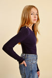 Navy Ribbed Knitted Sweater