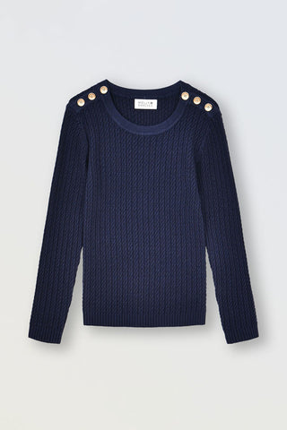 Navy Ribbed Knitted Sweater