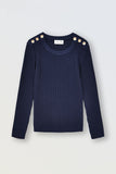 Navy Ribbed Knitted Sweater