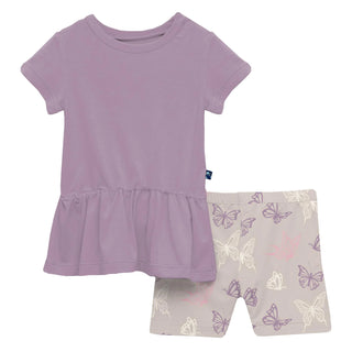 Kickee Pants 2Pc Playtime Outfit Set - Latte Butterflies