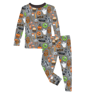 Kickee Print Long Sleeve Pajama Set- Halloween Treats