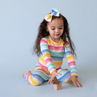 2Pc Macaron+Me Rainbow Stripe Pajamas