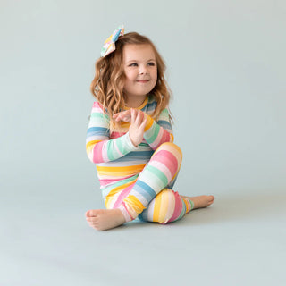2Pc Macaron+Me Rainbow Stripe Pajamas
