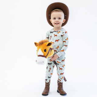 Macaron+Me Western Horses Bamboo 2Pc Pajamas