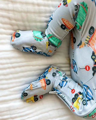 Lev Baby Mark Zippered Footie - Construction Trucks
