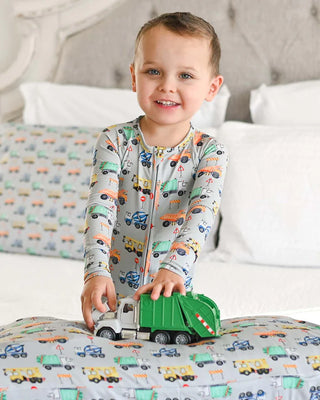 Lev Baby Mark 'Poppy': The Convertible Romper - Construction Trucks