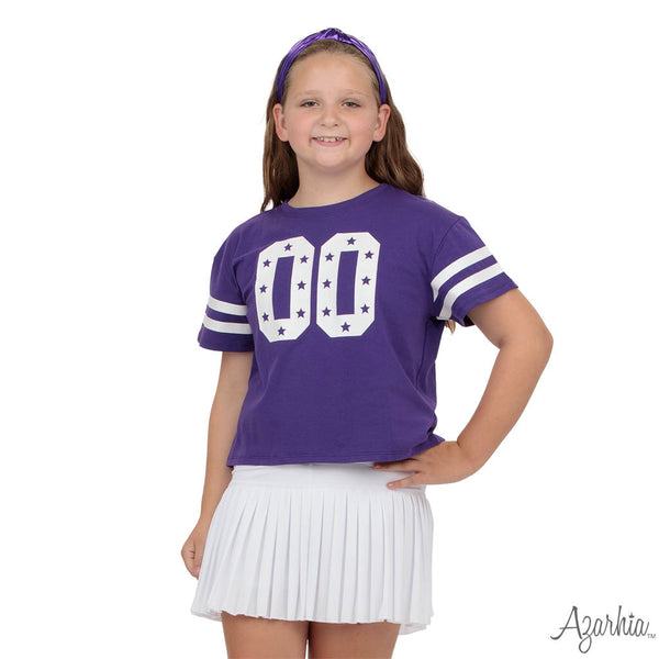 Azarhia Glitter Double 00 Stars Boxy Purple Gameday Tee