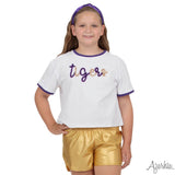 Azarhia Tinsel TIGERS Ringer Gameday White Boxy Tee