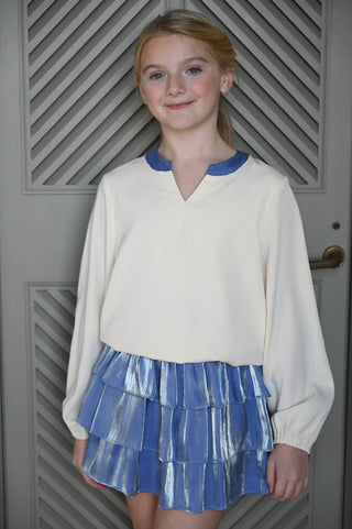 Pleat Collection Luna Skirt - Blue Shimmer