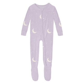 Kickee 2 Way Zipper Footie - Thistle Starry Sky & Moon