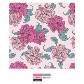 Kickee Print Layette Ruffle 2 Way Zipper Footie - Shrinking Violet Peonies