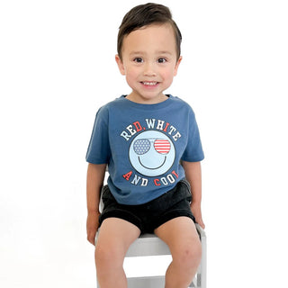 Sweet Wink Red, White & Cool Patriotic Smiley Face S/S T-Shirt
