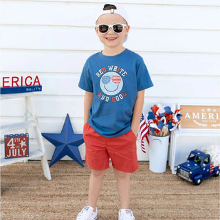 Sweet Wink Red, White & Cool Patriotic Smiley Face S/S T-Shirt