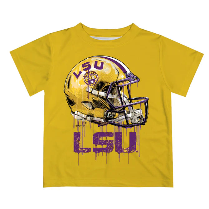 drippy football helmets LSU Tigers Dripping Football Helmet Gold Tee Shirt 4