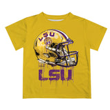 LSU Tigers Dripping Football Helmet Gold Tee Shirt