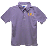 Vive La Fete Striped Purple Embroidered LSU Polo Shirt