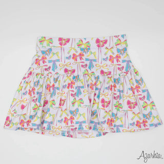 Azarhia Neon Bows Gathered Skort