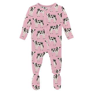Kickee Muffin Ruffle 2 Way Zipper Footie - Cake Pop Cows