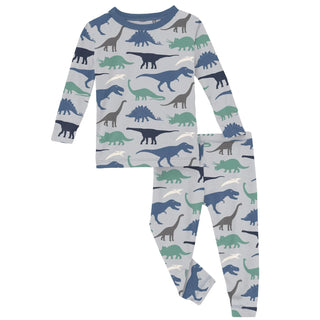 Kickee Print Long Sleeve Pajama Set- Dino Museum