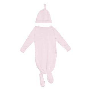Kickee Layette Gown Converter & Single Knot Hat Set - Shrinking Violet