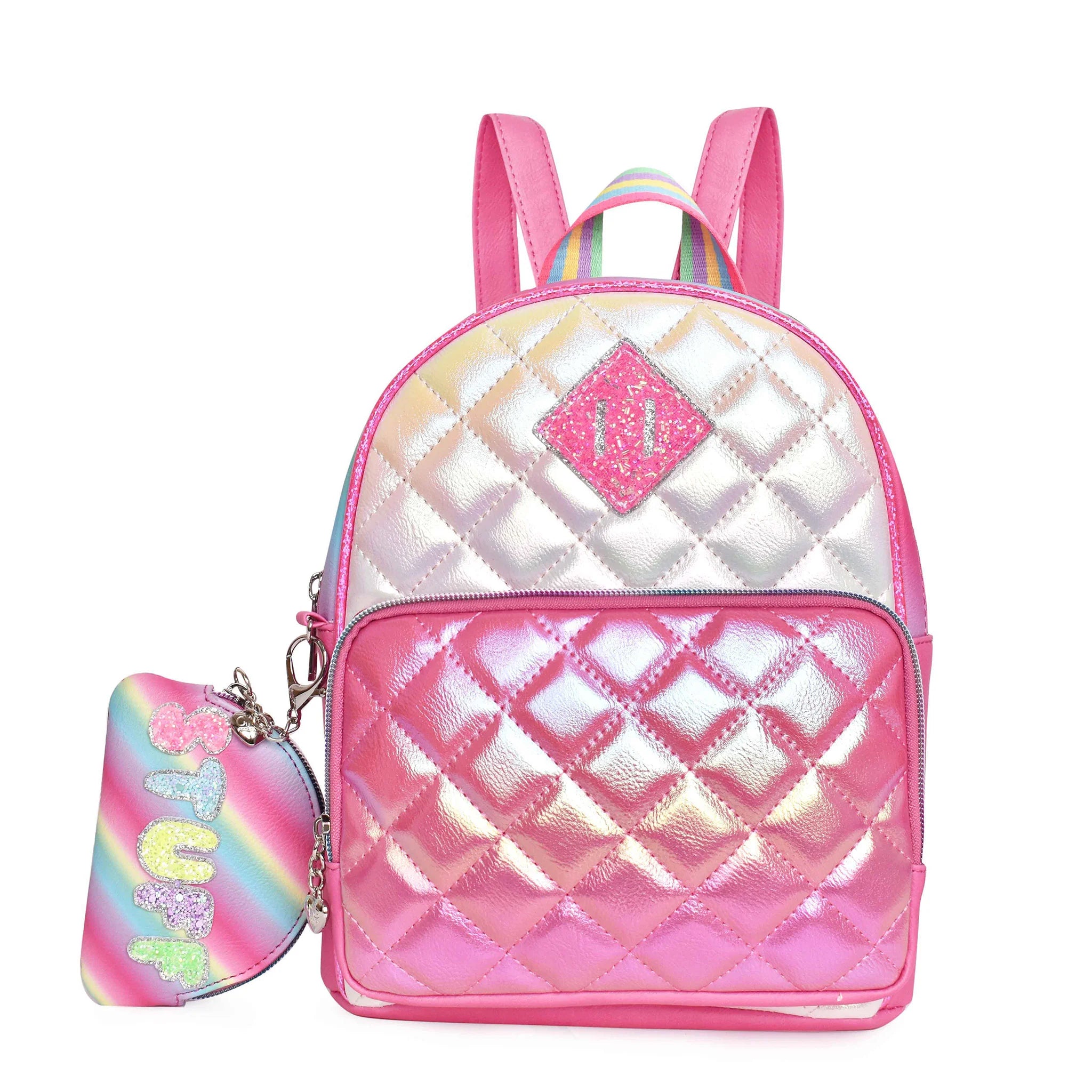 OMG Accessories Metallic Quilted Mini Backpack with Stuff Coin Purse Olly Olly