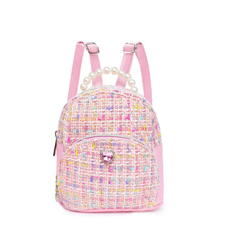 Pink Tweed Pearl Handle Micro Mini Backpack