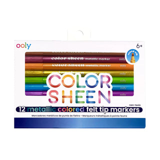 Ooly 12Pc Color Sheen Metallic Felt Tip Markers