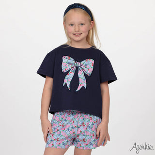 Azarhia Navy Boxy Tee - London Floral Bow