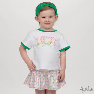 Azarhia White Boxy Tee - Lucky Clover Rainbows