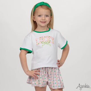 Azarhia White Boxy Tee - Lucky Clover Rainbows