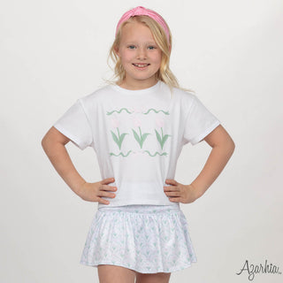 Azarhia White Boxy Tee - Easter Tulips