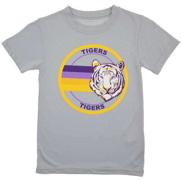 Azarhia Gray Dri Fit With Circle Tiger Face T-Shirt