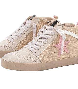 Kids Paulina Mini Sneakers - Champagne Snake High Tops
