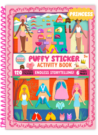 Bright Stripes Princess puffy sticker book