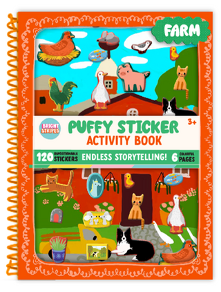 Bright Stripes Farm puffy sticker book