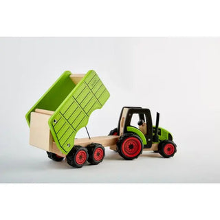 PINToy wooden tractor and detachable trailer, alternate view