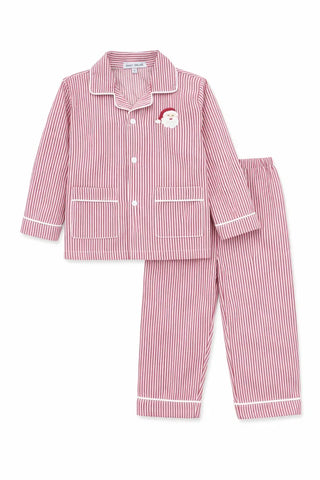 Sweet Dreams kids' red stripe pajamas with embroidered Santa