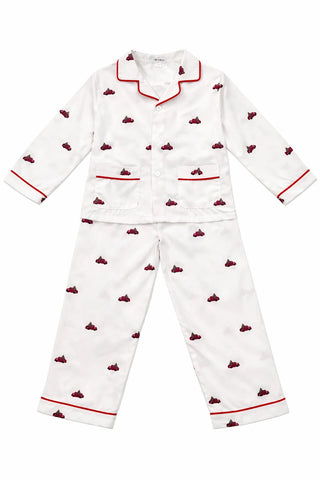 Sweet Dreams kids' white pajamas with Christmas tree truck print