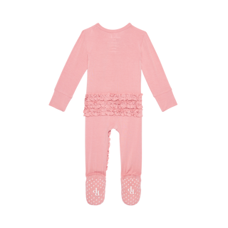 Posh Peanut One Piece Zippered Footie Ruffled - Autumn Blush