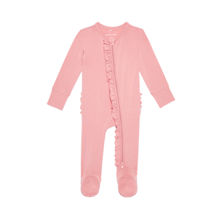 Posh Peanut One Piece Zippered Footie Ruffled - Autumn Blush