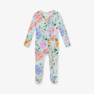 Posh Peanut Ruffled Zipper Onesie - Erin