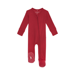 Posh Peanut One Piece Crimson Waffle Zippered Footie
