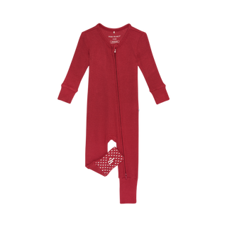 Posh Peanut Convertible One Piece Crimson Waffle Footie/Romper
