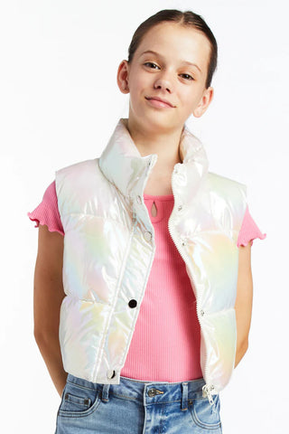 Tractr Iridescent Opal Puffer Vest