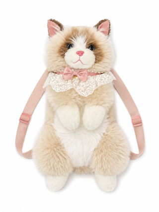 Cute Tan/Brown Meow Kitty Furry Backpack - It Actually Meows