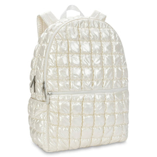 IScream Pearl White Shiny Puffer Backpack